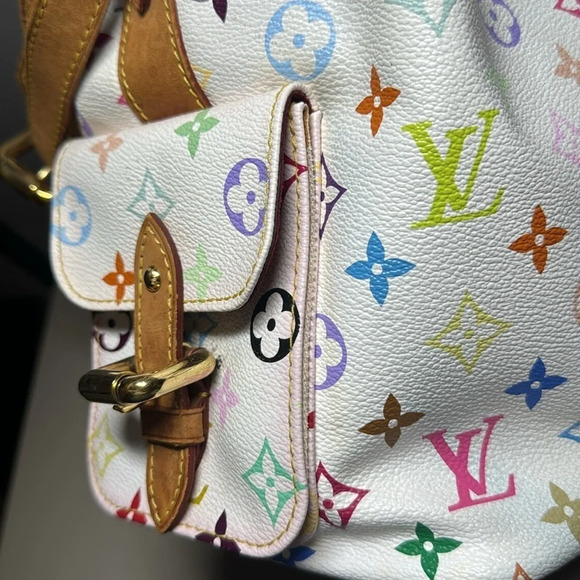 Authentic Louis Vuitton Multicolor Petit Noe Bucket Style White Monogram Rainbow - Picture 15 of 17